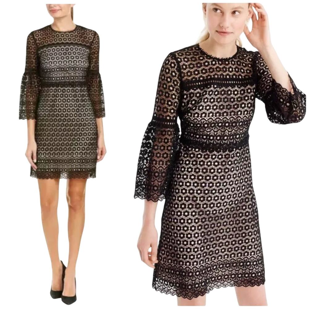 J. Crew Bell Sleeve Daisy Lace Floral Eyelet Knee Length Tea Dress Size 0
